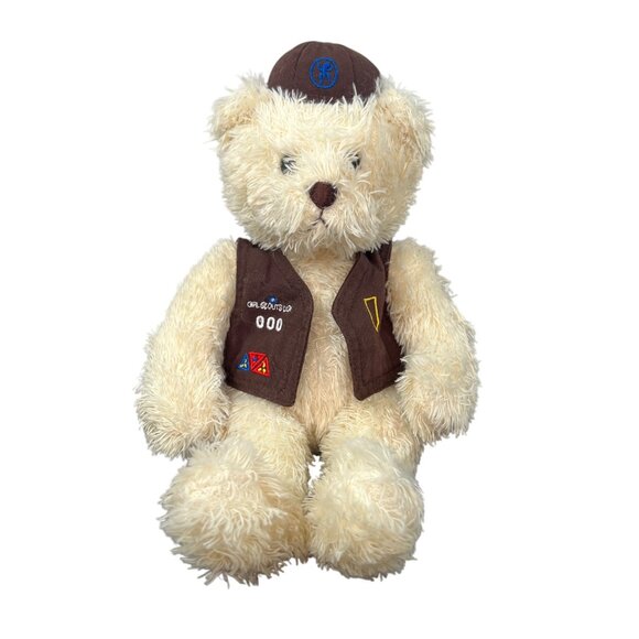 Mary Meyer Brownie Girl Scout Bear 11" Plush Hat Vest Soft Toy Stuffed Animal - Picture 1 of 7